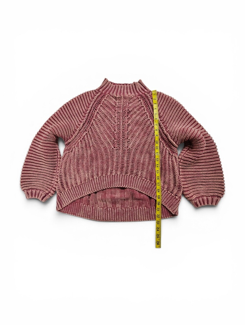 Free People Sweetheart Cable Knit Turtleneck Sweater In Rouge Combo Size Large - Picture 10 of 10
